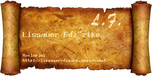 Lissauer Füzike névjegykártya